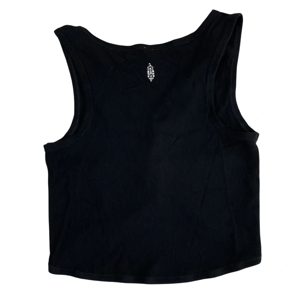 Free People Movement New Moon Knot Front Ribbed Crop Tank Black Lg - Picture 12 of 14